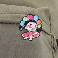 Épinglette en émail colorée en forme de personnage de dessin animé avec ballon, pour vêtements, sacs à dos et décoration
