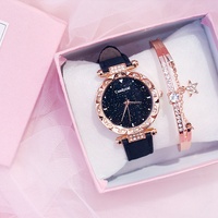 Starry Sky Watch Damenmode Trend Korean Edition Einfache Freizeit Damen uhr Student Zweiteiliges Armband Geschenk uhr 2St