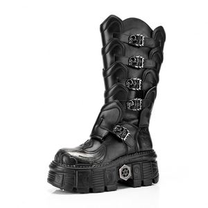 Bottes de motard tendance à plateforme pour l'automne et l'hiver - Chaussures de moto style punk à plateforme pour femmes avec design coupe-vent - Product Image 5
