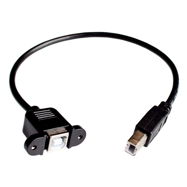 High Speed 30CM M/F USB 2.0 Type B Male to Female Right Angle Extension Data Cable Panel Mount For Printer Cable with Screw Hole