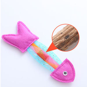 ของเล่นปลาบ้าสำหรับลูกแมวแบบอินเตอร์แอคทีฟในร่ม ขายส่ง ของเล่นแคทนิปแบบวางได้เอง ทนทานต่อการกัด ทำจากวัสดุผ้าพลัฌ - Product Image 3