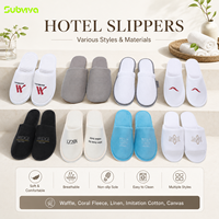 Chaussons d'hôtel en tissu doux et respirant, type coton, semelle antidérapante, chaussons jetables en toile pour chambre d'hôtes et complexe hôtelier