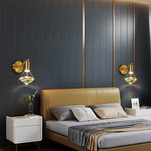 Applique Murale LED en Cuivre et Cristal Style Nordique, Design Moderne de Luxe pour Chambre, Salon, Couloir - Product Image 4