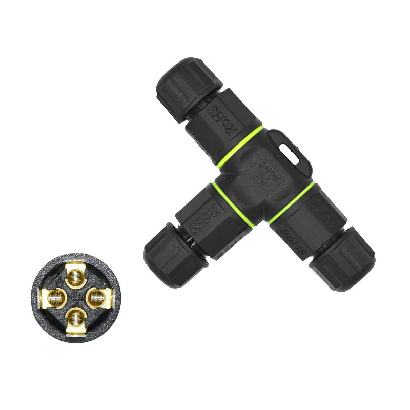 IP68 4-Pin T-Connector Quick Connect Waterproof Splice Adapter