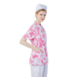 Tenues médicales unisexes en coton imprimé par transfert thermique pour médecins et infirmières, ensembles de blouses et pantalons, uniformes d'hôpital pour personnel, modèle DUI DE 020412 - Product Image 1