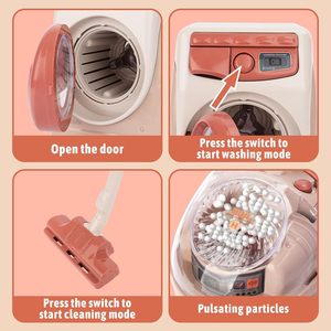 Ensembles de meubles pour enfants Mini <span class=keywords><strong>machine</strong></span> à <span class=keywords><strong>laver</strong></span> aspirateurs <span class=keywords><strong>fer</strong></span> à <span class=keywords><strong>repasser</strong></span> électrique jeu de rôle <span class=keywords><strong>jouet</strong></span> nettoyage appareils ménagers jouets - Product Image 2