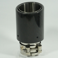 Embout d'échappement universel pour voiture en fibre de carbone + acier inoxydable, finition argent brillant