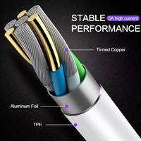 Cable Adaptador USB Tipo C de 0.25M, Cable de Carga Rápida 3.0 de 5A, Cable de Datos para Cargador USB-C con Función de Carga Rápida de 3A