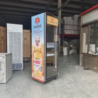 Lemari Pendingin Display Pintu Kaca Vertikal Kapasitas Besar Pendingin Kipas LED 48C Ambient Brake Roda Komersial