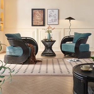 Nordique simple balcon tissé <span class=keywords><strong>rotin</strong></span> naturel <span class=keywords><strong>salon</strong></span> décontracté <span class=keywords><strong>petit</strong></span> appartement canapé chaise - Product Image 3