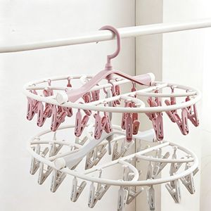<span class=keywords><strong>Cintre</strong></span> rotatif multifonction avec de nombreux clips, idéal pour sécher les chaussettes et les sous-vêtements à la maison - Product Image 3