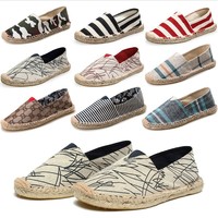 Chaussures en toile à enfiler, à rayures, talon plat, légères, décontractées, pour adultes