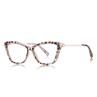 Kacamata Fashion Cat Eye Frame TR90 untuk Wanita, Anti Blue Light, Gagang Logam, Kacamata Baca Optik, Montura