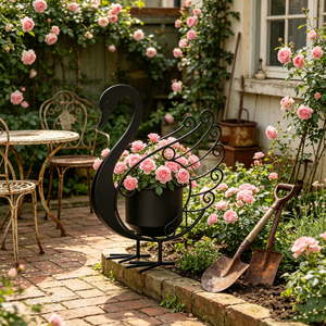 <span class=keywords><strong>Vase</strong></span> décoratif en fer forgé en forme de cygne, grande capacité, <span class=keywords><strong>pour</strong></span> la maison, le jardin, décoration extérieure, pot de fleurs, support <span class=keywords><strong>pour</strong></span> plantes en fer - Product Image 5