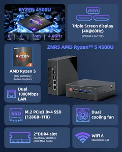 YCTipc AMD R5 4300U 4500U 7430U R7 6600H Gaming Mini PC 32GB DDR4 1TB SSD Oficina Computadora PC Escritorio WiFi6 NUC Mini Pcs - Product Image 2