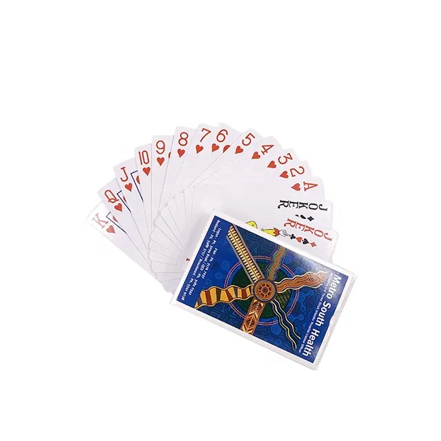 Özel ucuz promosyon şirket logosu baskı kağıt Poker oyun kartları 57x87mm