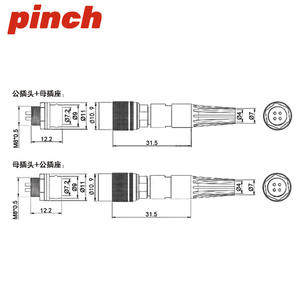 Conector de Aviación Pinch Yc8, Enchufe de 2, 3, 4, 5, 6, 7 Pines, Conector Push-Pull de 8 mm, Aleación de Aluminio Industrial - Product Image 2