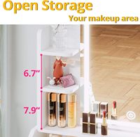 Moderne Petite coiffeuse avec miroir et lampe Coiffeuse avec tiroirs de rangement Chaise et trois étagères Chambre à coucher Blanc