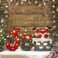 Nouvel Ornement de Cheminée Père Noël en Résine 2026 avec Lumières LED pour Décorations de Noël Festives à Domicile, Hôtel, Bureau et Arbre de Noël