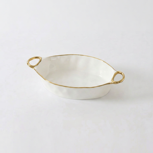 High Quality Modern Design Serving Tray Oval <b>Ceramic</b> Serving <b>Plate</b> With Gold Inlay Minimalist Design Dishwasher Safe - Product Image 1