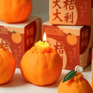Leohomes Wholesale Handmade Modern <strong>Orange</strong> Soy Wax Non-Toxic Natural Aromatherapy <strong>Candles</strong> Artificial Fruit Shaped Holiday Home - Product Image 3