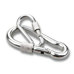 Grade 304 5*50mm Stainless Steel Safety Snap Hook Climbing Carabiner With Screw