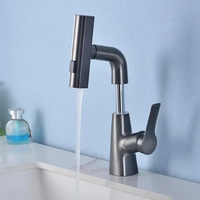 Robinet de cuisine moderne à une poignée Robinet pulvérisateur coulissant gris contemporain Noyau de valve en céramique pour les cuisines