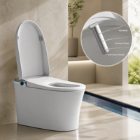 WC intelligent en céramique à poser au sol, allongé, avec siphon, télécommande, siège chauffant, double chasse d'eau, sortie en P, sortie en S