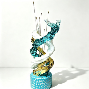 Escultura de Resina Transparente con Diseño de Olas de Agua, Estilo Moderno y Ecológico, Personalizable, para Decoración de Pisos en Hoteles y Oficinas - Product Image 2