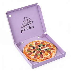 Caja de Pizza Plegable Ventilada con Diseño de Líneas Simples en Color Morado, Reciclable, para <span class=keywords><strong>Distribución</strong></span> <span class=keywords><strong>Mayorista</strong></span> de Alimentos - Product Image 4