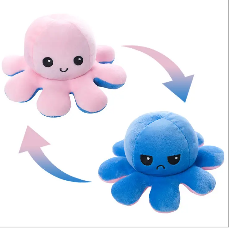 wholesale low shipping cost reversible octopus plush reversible octopus plushie kawaii plush flip octopus reversible plushie