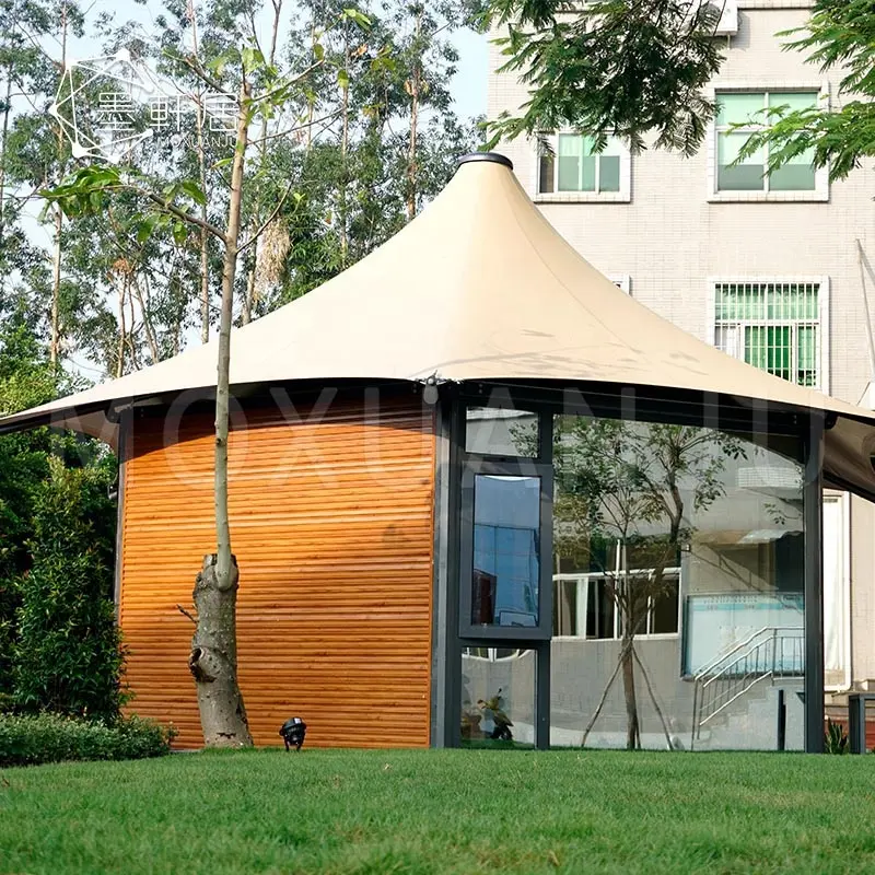 Hexagonal Luxury Hotel Glamping House Tent Suites with Interior Furnishings Guangzhou