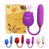 Anpassbarer Silikon-Rosen-Saugvibrator mit Dildo Teleskop-Vibrator G-Punkt-Stimulator Klitoris-Vibrator Sexspielzeug für Frauen