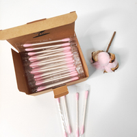 Écologique Rose Baby Q Tips Emballage de haute qualité dégradable individuellement Bâton de papier rose Coton-tige cosmétique