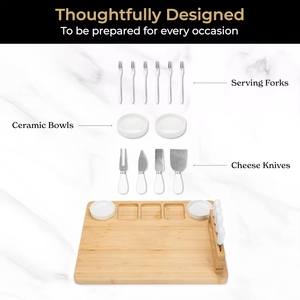 <span class=keywords><strong>2025</strong></span> Mới Tùy Chỉnh Phục Vụ Khay Pho Mát Platter Tre Bằng Gỗ Hội Đồng Quản Trị Với Dao Nĩa Đồ Dùng Và Bát Đặt Có Sẵn Món Quà Nhà - Product Image 3