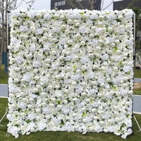 Großhandel Rabatt 1*1m künstliche Blumen Hochzeits dekoration weiße Blumen Hintergrund Rose Blumen wand