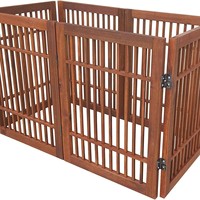 Barrière pliable moderne en bois massif pour animaux de compagnie - Barrière multifonctionnelle d'intérieur pour chiens de petites/moyennes races, enclos et clôture