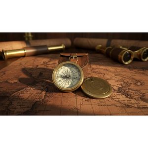 Boussole de poche ALFA NAUTICAL en laiton de 2 pouces, outil de navigation pour la randonnée, utilisation portable en extérieur avec boîte en cuir - Product Image 4