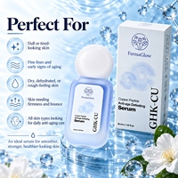 Sérum facial réparateur hydratant anti-âge à base de peptides de cuivre bleu GHK-Cu fermenté, boostant l'élasticité, lissant les rides et les ridules