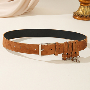 Nouvelle ceinture en suède avec anneaux multi-métalliques et fermoirs mousquetons, ceinture utilitaire streetwear personnalisée en faux suède marron clair pour jeans et robes - Product Image 6