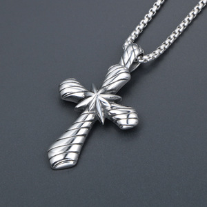Stainless Steel <b>Cross</b> Pendant Necklace Geometric Design Men's Jewelry Gift SP735 - Product Image 2