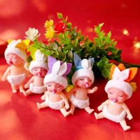 Boneka Bayi Kelinci Simulasi Tidur Dengan Lengan dan Kaki Dapat Digerakkan, Aksesoris Miniatur Rumah Boneka