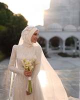 Robes de mariée Mily Bridal MM013 élégantes à col haut, manches longues, sequins, hijab, robes de mariée brillantes, robes de mariée arabes musulmanes