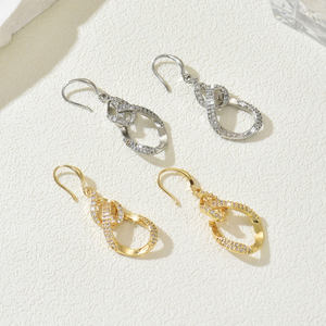 Pendientes de tuerca de borla de lujo populares para mujer, joyería Simple de moda con piedra de circón - Product Image 3