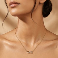 Kalung RINNTIN HTKN04 Fashion dari Baja Anti Karat 316L, Perhiasan dengan Zirkonia Kubik, Simbol Infinity, Liontin Mungil