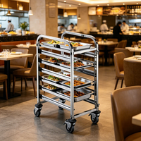 Chariot de transport de bacs à pâtisserie multi-niveaux en acier inoxydable, pour la restauration et la boulangerie