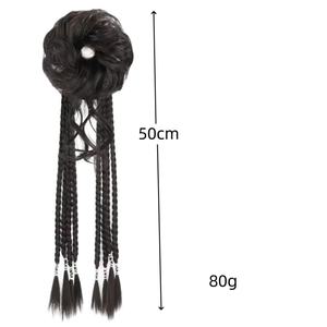 Cola de caballo alta trenza de <span class=keywords><strong>pelo</strong></span> falso banda de <span class=keywords><strong>pelo</strong></span> de mujer trenza larga accesorio para el cabello Qipao nuevo estilo chino Peluca de cola de caballo trenzada Doble - Product Image 4