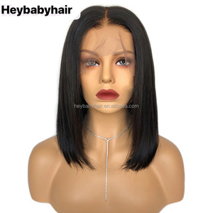 Perruque Lace Front Wig naturelle Bob courte ombrée, <span class=keywords><strong>cheveux</strong></span> naturels, 1b 613, <span class=keywords><strong>rose</strong></span>, bleu, gris, <span class=keywords><strong>rose</strong></span> néon, violet, arc-en-ciel, - Product Image 2