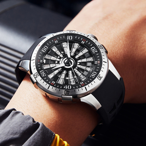 Nuovo Orologio da Uomo Automatico in Acciaio Inossidabile con Quadrante Scheletrato Luminoso, Impermeabile 5ATM, Cinturino in Silicone, 46mm, Cristallo - Product Image 2