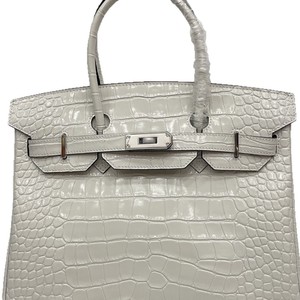 Bolso de Mano de Piel Genuina con Patrón de Cocodrilo, Bañado en Platino, Éxito de Ventas Transfronterizo, 25/30 cm, Costura Interior, Herrajes de Acero - Product Image 5